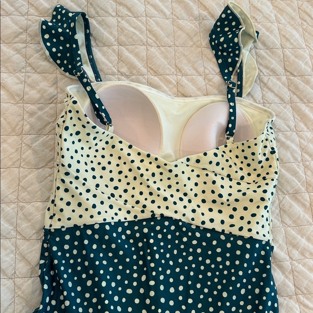 Summersalt Deep Turqouise and White Polka Dot Swimsuit - Picture 2 of 3